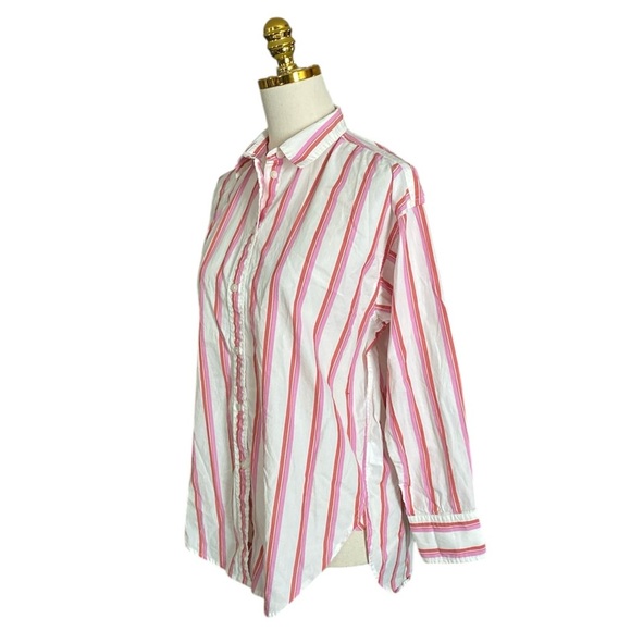 J CREW Relaxed Fit Washed Cotton Poplin Pink Stripe Button Down Shirt Women’s 6 - Picture 7 of 10